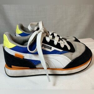 PUMA Kids Future Rider Lace Up Sneakers Shoes - Gray Blue Black - Size 13 Unisex